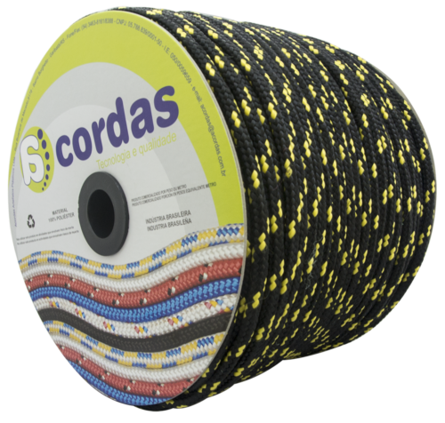 Corda Poliéster Preta/colorida Carretel Com 240m 08mm 11129 C1C0908