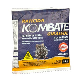 Raticida Kombate Isca Girassol Pacote 40 X 25g, Não Perigoso, Não Enquadrado Na Res. 5232 Antt 16398 PA0849