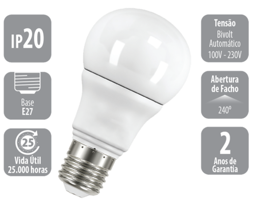Lâmpada Led Bulbo 6500k 9w Bivolt 810 Lumens** 11759 867041374