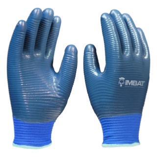 Luva De Poliéster Com Banho Ondulado Total Em Nitrila Azul - 16910 LV-S-BONAZ-8