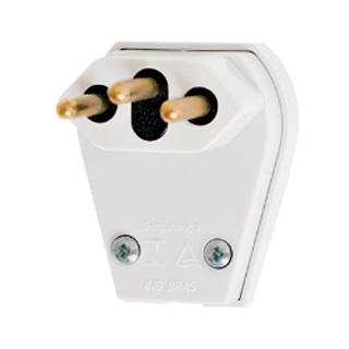 Plugue Macho Branco 2p+t C/ Prensa Cabo 10a 250v 17385 1066-1