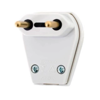 Plugue Macho Branco 2p C/ Prensa Cabo 10a 250v 17387 1076-1 