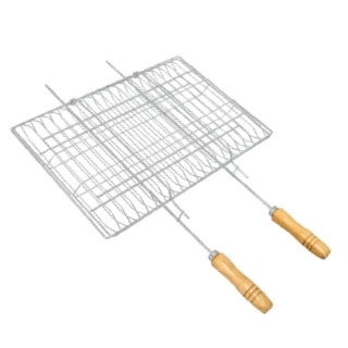 Grelha Dupla Cromada Retangular C/madeira 74x51x5cm 17527 1455 