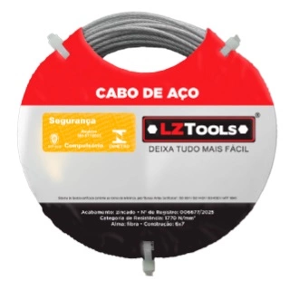 Cabo Aço 6x7 1/8" - 3,2mm Zincado Alma Fibra 15m 17622 2010830Z 