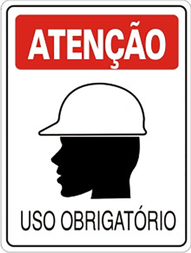 Placa Em Ps Sinal/adv - Atenção Uso Obrigatório De Capacete 20x30cm 12242 S-205