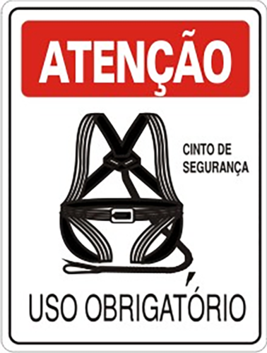 Placa Em Ps Sinal/adv - Atenção Uso Obrigatório Do Cinto De Segurança 20x30cm 12244 S-207 