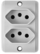 Tomada Sobrepor Retangular Dupla Cinza Nbr 2p+t 20a 250v 10371 257-3 