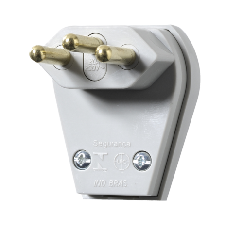 Plug Macho Cinza (2p+t) C/ Prensa Cabo 4mm 10a 3232 1066-3