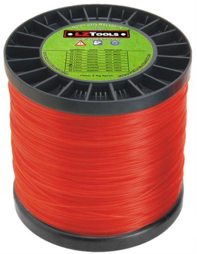 Linha Nylon Quadrada +/- 250m Vermelho 2,6mm/2kg 5459 MUD260V1A79 