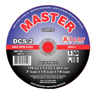 Disco Corte Metal/inox 178x1,6x22,2  AbF-7   7" 5821 DC0RN0151 1,6mm