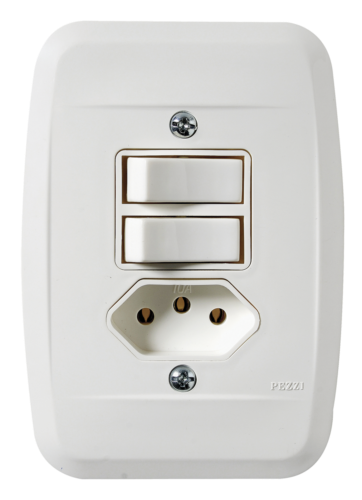 Interruptor Embutir 2 Teclas Simples C/tomada 2p+t 10a 250v 6447 45106