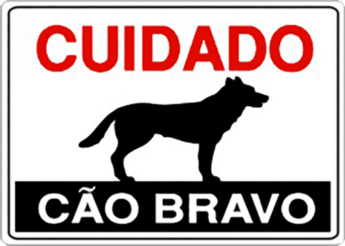 Placa Em Ps Sinal/adv - Cuidado Cão Bravo P-8.30x20 6779 P 8