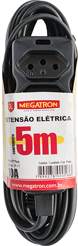 Extensão Cabo Pp 5m 10a 250v 2p+t 0,75 Preto 9559 169950