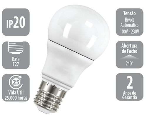 Lâmpada Led Bulbo 6500k 12w Bivolt 1055 Lumens 12737 162871279