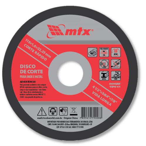 Disco Corte Metal/inox 115,0x1,0x22,2    4.1/2" 12858 7375255