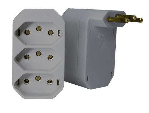 Adaptador Mútiplo 3x2p+t [l] Cinza 10a 13547 1116-3
