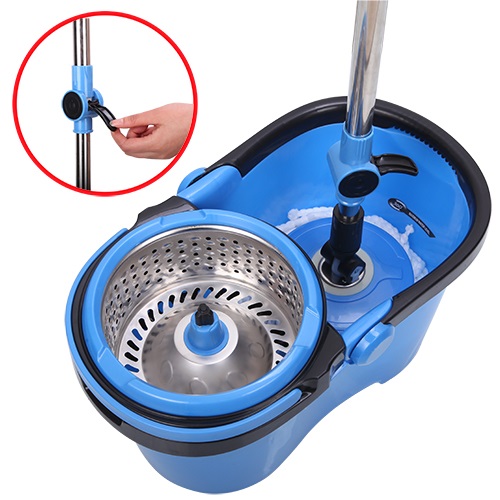 Esfregão Mop Rotativo Azul C/cent Inox Cabo Metal C/ 2 Refis 11319 XH-035