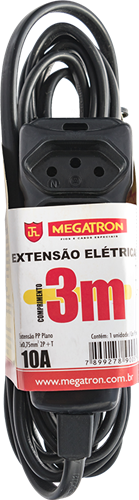 Extensão Cabo Pp 3m 10a 250v 2p+t 0,75 Preto 14214 57