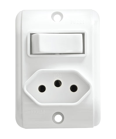 Conjugado Retangular Sobrepor 1 Tecla+tomada 2p+t 20a 250v 14356 267i-1