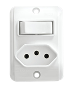Conjugado Retangular Sobrepor 1 Tecla+tomada 2p+t 20a 250v 14356 267i-1 