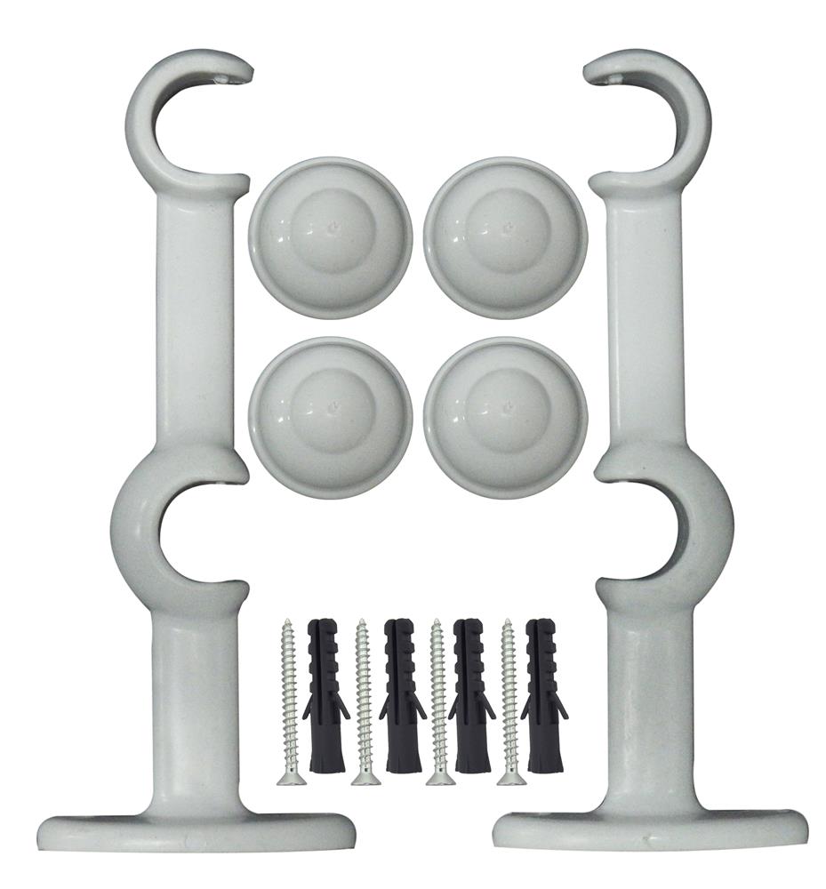 Conjunto Suporte Duplo Par + Ponteiras Injetado Branco 14781 4PK-010