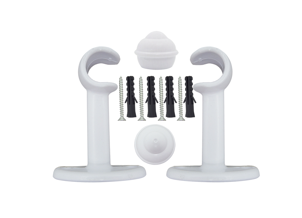 Conjunto Suporte Simples Par + Ponteiras Injetado Branco 14783 PK-010