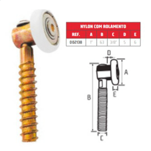 Rodízio Nylon Simples Giratório Com Rosca Soberba 15220 2138.002