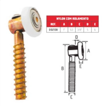 Rodízio Nylon Simples Giratório Com Rosca Soberba 15220 2138.002 