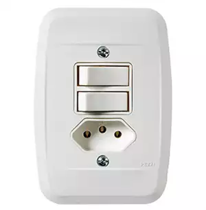 Interruptor Embutir 2 Teclas 1 S+1 P C/tomada 2p+t 20a 250v 15335 45117 