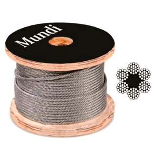 Cabo Aço 1/4" - 6,35mm Alma Fibra Galvaniz 6x19 Bobina 100m 15463 2012265Z 