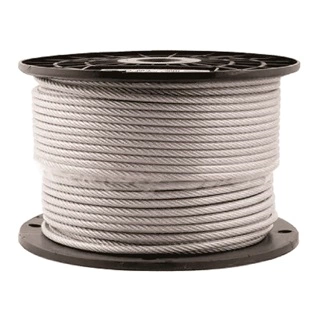 Cabo Aço 1/8" - 3,20mm Alma Fibra Galvanizado 6x7 Bobina 100 15468 17794 