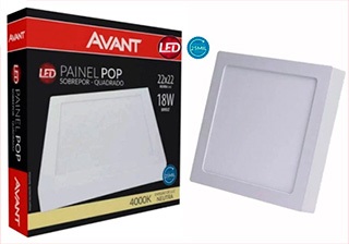 Painel Led Sobrepor Quadrado Amarela 22x22 3000k 18w Bivolt 16023 768100572