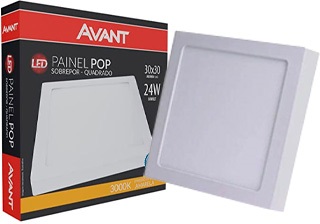 Painel Led Sobrepor Quadrado Amarela 30x30 3000k 24w Bivolt 16024 768130573